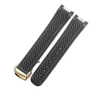 JVEIWAD Curved 20mm Rubber Watchband Compatible With Omega AT150 Compatible With Seamaster 300 AQUA TERRA Diving Bracelets Black Blue Silicone Watch Strap(Black-gold)