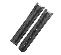 JVEIWAD Curved 20mm Rubber Watchband Compatible With Omega AT150 Compatible With Seamaster 300 AQUA TERRA Diving Bracelets Black Blue Silicone Watch Strap(Black-No buckle)