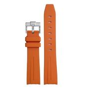 JVEIWAD Curved End 19mm 20mm 21mm 22mm Rubber FKM Watchbands Compatible With Rolex Submariner Daytona GMT Soft Fluorous Silicone Watch Strap(Orange,20MM_GOLDEN BUCKLE)