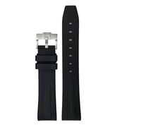 JVEIWAD Curved End 19mm 20mm 21mm 22mm Rubber FKM Watchbands Compatible With Rolex Submariner Daytona GMT Soft Fluorous Silicone Watch Strap(Black green,19MM_ROSEGOLD BUCKLE)