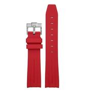 JVEIWAD Curved End 19mm 20mm 21mm 22mm Rubber FKM Watchbands Compatible With Rolex Submariner Daytona GMT Soft Fluorous Silicone Watch Strap(Red,19MM_GOLDEN BUCKLE)