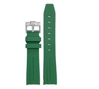 JVEIWAD Curved End 19mm 20mm 21mm 22mm Rubber FKM Watchbands Compatible With Rolex Submariner Daytona GMT Soft Fluorous Silicone Watch Strap(Green,19MM_GOLDEN BUCKLE)