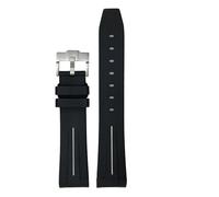 JVEIWAD Curved End 19mm 20mm 21mm 22mm Rubber FKM Watchbands Compatible With Rolex Submariner Daytona GMT Soft Fluorous Silicone Watch Strap(Black white,20MM_SILVER BUCKLE)