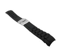 JVEIWAD Curved End Silicone Strap 16/18/20/22/24/26mm Stainless Steel Folding Buckle Sport Waterproof Men Replace Bracelet Watch Band(16mm)