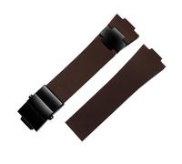JVEIWAD Diving Silicone Rubber WatchBand Belt Compatible With Ulysse Nardin Men's Strap Stainless Steel Folding Clasp 25 * 12mm(Brown black)