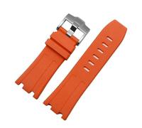 JVEIWAD Durable Comfortable Rubber Silicone WatchStrap Compatible With Ap Aibi Royal Oak 15703 Offshore Series 28mm Watchbands(Orange Silver)
