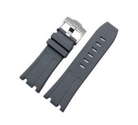 JVEIWAD Durable Comfortable Rubber Silicone WatchStrap Compatible With Ap Aibi Royal Oak 15703 Offshore Series 28mm Watchbands(Grey Silver)
