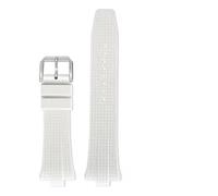 JVEIWAD Fluoro Rubber Strap Compatible With Citizen NJ0150 NJ0151 ME Color Series FKM Convex End Quick Release Sport Watch Band 9MM Wrist Bracelet(White silver)