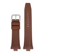 JVEIWAD Fluoro Rubber Strap Compatible With Citizen NJ0150 NJ0151 ME Color Series FKM Convex End Quick Release Sport Watch Band 9MM Wrist Bracelet(Brown silver)