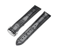 JVEIWAD Leather Strap Folding Buckle 19mm 20mm 21mm 22mm Men Women Universal Replace Band Watch Accessories Compatible With Omega Compatible With Seamaster(Black silver,21mm)
