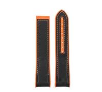 JVEIWAD Nylon Canvas Silicone Rubber Bottom Watch Strap 20mm 21mm 22mm Black Orange Red Blue Line Compatible With Omega Seamaster Planet Ocean 600m(Black orange-NO BK,22mm)