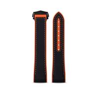 JVEIWAD Nylon Canvas Silicone Rubber Bottom Watch Strap 20mm 21mm 22mm Black Orange Red Blue Line Compatible With Omega Seamaster Planet Ocean 600m(Black orange-Black,22mm)