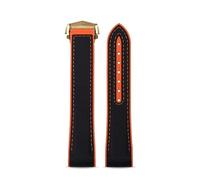 JVEIWAD Nylon Canvas Silicone Rubber Bottom Watch Strap 20mm 21mm 22mm Black Orange Red Blue Line Compatible With Omega Seamaster Planet Ocean 600m(Black orange-Gold,22mm)