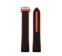 JVEIWAD Nylon Canvas Silicone Rubber Bottom Watch Strap 20mm 21mm 22mm Black Orange Red Blue Line Compatible With Omega Seamaster Planet Ocean 600m(Black orange-Silver,22mm)