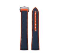 JVEIWAD Nylon Canvas Silicone Rubber Bottom Watch Strap 20mm 21mm 22mm Black Orange Red Blue Line Compatible With Omega Seamaster Planet Ocean 600m(Blue orange-Silver,21mm)