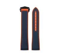 JVEIWAD Nylon Canvas Silicone Rubber Bottom Watch Strap 20mm 21mm 22mm Black Orange Red Blue Line Compatible With Omega Seamaster Planet Ocean 600m(Blue orange-Black,22mm)