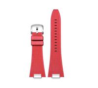 JVEIWAD Quick Release 27mm Silicone Watch Strap Compatible With Tissot PRX T137.407 .410 Fluorine Rubber Watchband Men's Bracelet(Red-silver)