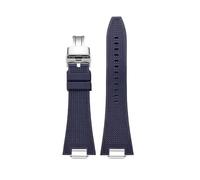 JVEIWAD Quick Release 27mm Silicone Watch Strap Compatible With Tissot PRX T137.407 .410 Fluorine Rubber Watchband Men's Bracelet(Blue-silver5)