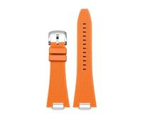 JVEIWAD Quick Release 27mm Silicone Watch Strap Compatible With Tissot PRX T137.407 .410 Fluorine Rubber Watchband Men's Bracelet(Orange-silver)