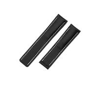JVEIWAD Real Leather Watchband Compatible With Breitling Watch Strap Compatible With NAVITIMER WORLD Avenger Superocean 22mm 24mm Men Bracelet(Black,22MM_SILVER BUCKLE)