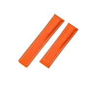 JVEIWAD Real Leather Watchband Compatible With Breitling Watch Strap Compatible With NAVITIMER WORLD Avenger Superocean 22mm 24mm Men Bracelet(Orange,22MM_SILVER BUCKLE)