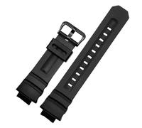 JVEIWAD Resin Silicone Watch Band Compatible With Casio G-Shock AW-591/590/5230 AWG-M100/101 G-7700 G-303 Men Sport Bracelet Strap 16mm(Black-Black)