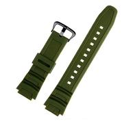JVEIWAD Rubber Watch Strap Compatible With Casio AE-1000W AQ-S810W AQ-S800W AE-1200 W-735H Silicone Band Men Sports Bracelet 18mm(Green black)