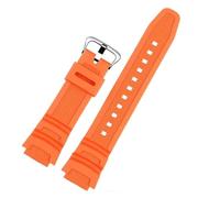 JVEIWAD Rubber Watch Strap Compatible With Casio AE-1000W AQ-S810W AQ-S800W AE-1200 W-735H Silicone Band Men Sports Bracelet 18mm(Orange silver)