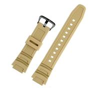 JVEIWAD Rubber Watch Strap Compatible With Casio AE-1000W AQ-S810W AQ-S800W AE-1200 W-735H Silicone Band Men Sports Bracelet 18mm(Beige black)