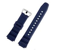 JVEIWAD Rubber Watch Strap Compatible With Casio AE-1000W AQ-S810W AQ-S800W AE-1200 W-735H Silicone Band Men Sports Bracelet 18mm(Blue Silver)