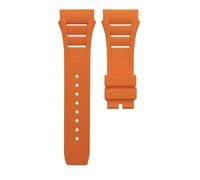 JVEIWAD Screw Hole Soft Natural Rubber 25mm Watchband Compatible With Richard RM 011 Mille Foldover Buckle Colorful Silicone Convex Watch Strap(Orange,20mm-Rose gold buckl)