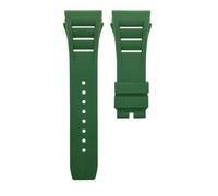 JVEIWAD Screw Hole Soft Natural Rubber 25mm Watchband Compatible With Richard RM 011 Mille Foldover Buckle Colorful Silicone Convex Watch Strap(Green,20mm-Rose gold buckl)