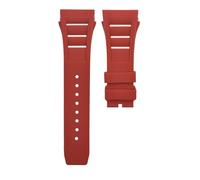 JVEIWAD Screw Hole Soft Natural Rubber 25mm Watchband Compatible With Richard RM 011 Mille Foldover Buckle Colorful Silicone Convex Watch Strap(Red,20mm-silver buckle)