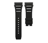 JVEIWAD Screw Hole Soft Natural Rubber 25mm Watchband Compatible With Richard RM 011 Mille Foldover Buckle Colorful Silicone Convex Watch Strap(Black,20mm-silver buckle)
