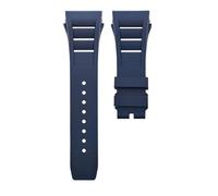 JVEIWAD Screw Hole Soft Natural Rubber 25mm Watchband Compatible With Richard RM 011 Mille Foldover Buckle Colorful Silicone Convex Watch Strap(Blue,20mm-Rose gold buckl)