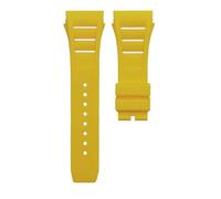 JVEIWAD Screw Hole Soft Natural Rubber 25mm Watchband Compatible With Richard RM 011 Mille Foldover Buckle Colorful Silicone Convex Watch Strap(Yellow,20mm-silver buckle)