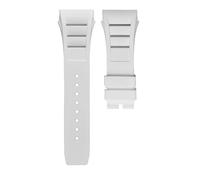 JVEIWAD Screw Hole Soft Natural Rubber 25mm Watchband Compatible With Richard RM 011 Mille Foldover Buckle Colorful Silicone Convex Watch Strap(White,20mm-Rose gold buckl)