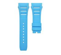 JVEIWAD Screw Hole Soft Natural Rubber 25mm Watchband Compatible With Richard RM 011 Mille Foldover Buckle Colorful Silicone Convex Watch Strap(Light Blue,20mm-silver buckle)