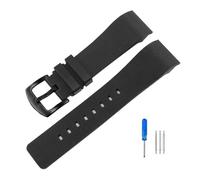 JVEIWAD Silicone Rubber Watch Band Replacement Compatible With Cartier Santos 100 Series Men's Women's Wristband 20mm 23mm Black Blue Strap(Black black-a,20mm)