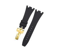 JVEIWAD Silicone Rubber Watch Strap Compatible With AP Aibi Royal Oak Offshore Black Concave-Convex Mouth Watchband 28mm Men Wristband(Black-gold-A)