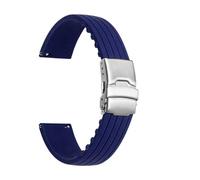 JVEIWAD Silicone Strap 22mm Compatible With Blancpain X Compatible With Swatch Fifty Fathoms Black Ocean Waterproof Folding Buckle Men Replace Watch Band With Tools(Navy blue)