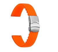 JVEIWAD Silicone Strap 22mm Compatible With Blancpain X Compatible With Swatch Fifty Fathoms Black Ocean Waterproof Folding Buckle Men Replace Watch Band With Tools(Orange)
