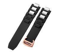 JVEIWAD Silicone Strap With Convex 20MMX10MM Compatible With Cartier 21 Chronoscaph Sports Watchband W10198U2 W10197U2 Belt(Black rosegold)