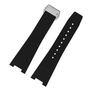 JVEIWAD Silicone Watch Strap Compatible With Bell & Compatible With Ross INSTRUEMENTS Series BRX5R BR05 BR-05 Rubber Bracelet BR Sports Watch Band 25 * 12mm(Black-silver)