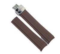 JVEIWAD Soft Silicone Watch Band Aquanaut Compatible With Patek Philippe 5164A 5167A 5168A Rubber Bracelet Curved End Accessories Straps 21mm(Brown silver)