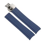 JVEIWAD Soft Silicone Watch Band Aquanaut Compatible With Patek Philippe 5164A 5167A 5168A Rubber Bracelet Curved End Accessories Straps 21mm(Blue silver)