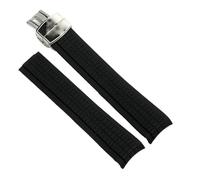 JVEIWAD Soft Silicone Watch Band Aquanaut Compatible With Patek Philippe 5164A 5167A 5168A Rubber Bracelet Curved End Accessories Straps 21mm(Black silver)