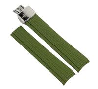 JVEIWAD Soft Silicone Watch Band Aquanaut Compatible With Patek Philippe 5164A 5167A 5168A Rubber Bracelet Curved End Accessories Straps 21mm(Green silver)