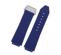 JVEIWAD Soft Silicone Watch Strap Compatible With Yubo Big Bang Men's Waterproof And Sweatproof Rubber Accessory 26 * 19MM(Blue Silver)