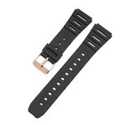 JVEIWAD Soft Watch Accessorise Band Compatible With Casio Strap CA-53W CA-61W FT-100W W-520U W-720G Tpu 18mm 20mm Wristband Belt FT100W(Black-rose gold,18mm)